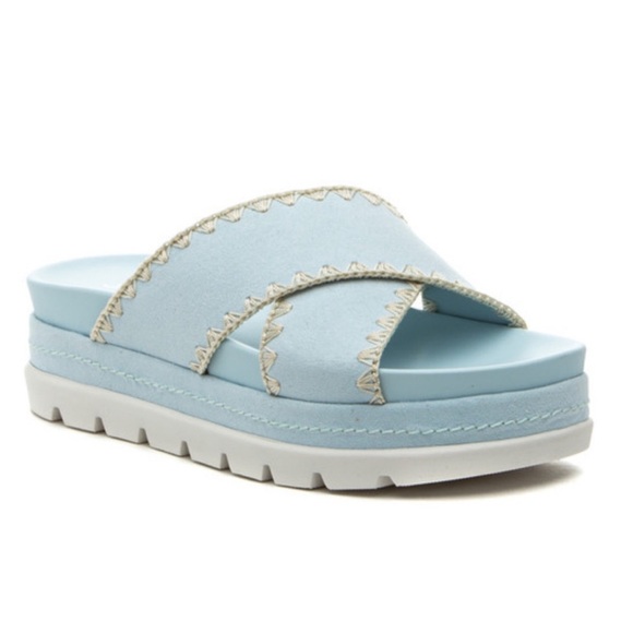 J/SLIDES Shoes - NIB J/SLIDES BAE Light Blue Faux Suede Sandal ANTHROPOLOGIE